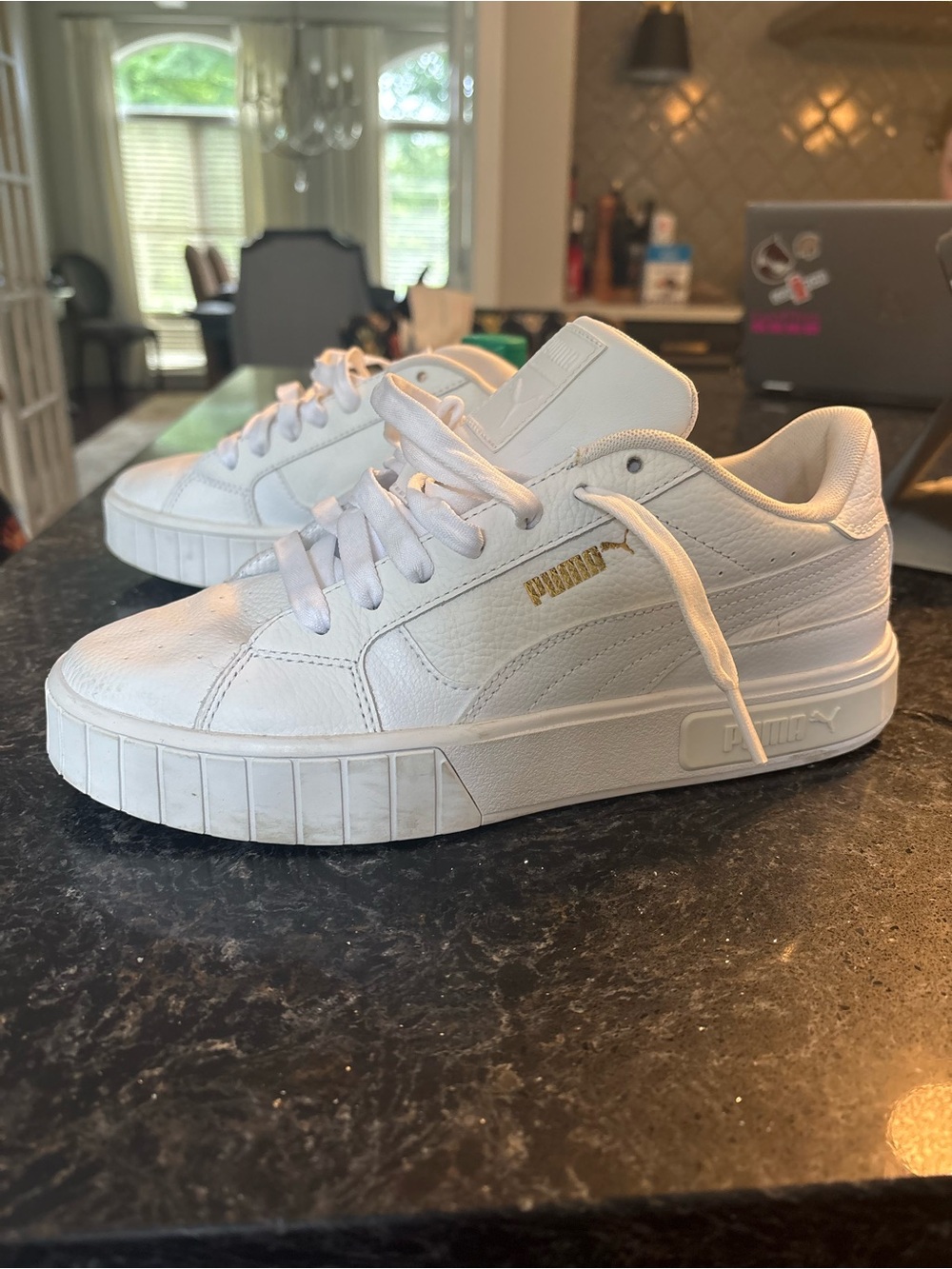 PUMA Women’s Cali White Leather Sneakers - Classic Low Top